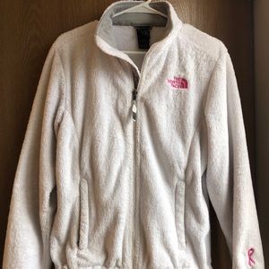 Womens North Face White Fleece- Breast Cancer